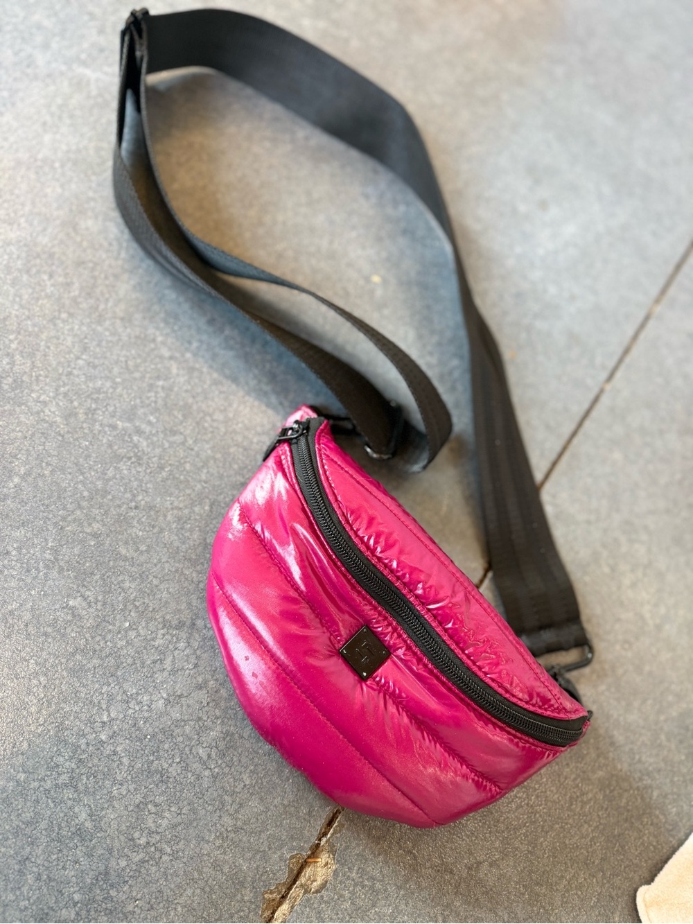 THINK ROYLN Hot Pink Quilted Patent Crossbody Belt Bag